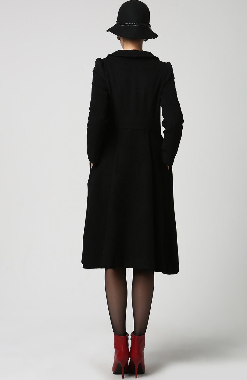 Long black coat wool jacket dress coat womens jackets | Etsy