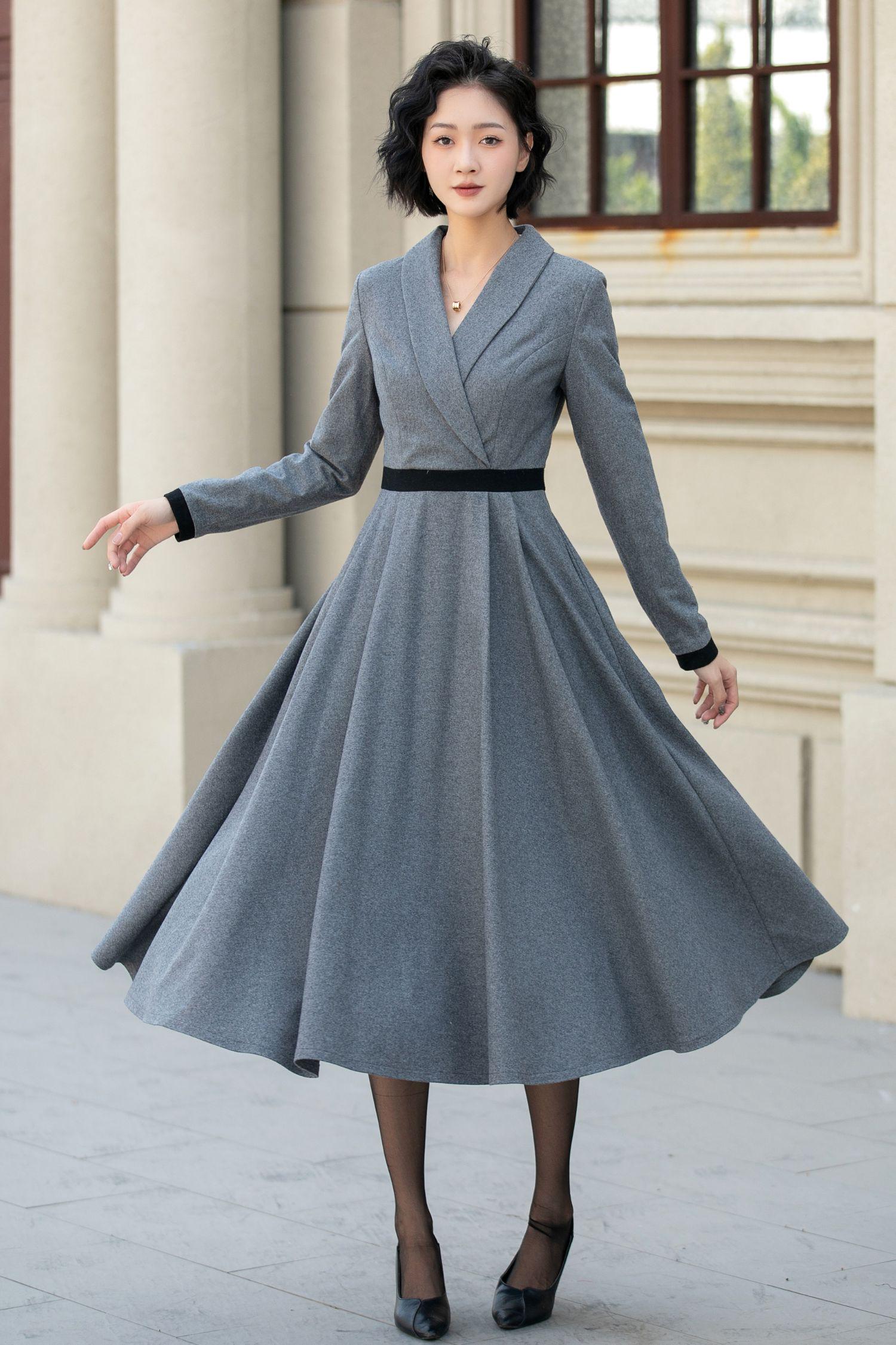 Abito Midi Classico Donna Cotone Grigio Cenere | Maniche Corte | Vestito Longuette Yawdrs0001 Taglia XL - 6