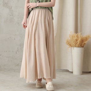 Cotton Maxi Skirt Women, Flowy Long Skirt, Pleated Boho Skirt, Full/Ankle Length Skirt, Plus Size Circle Skirt, Summer Spring Skirt 2820 image 5