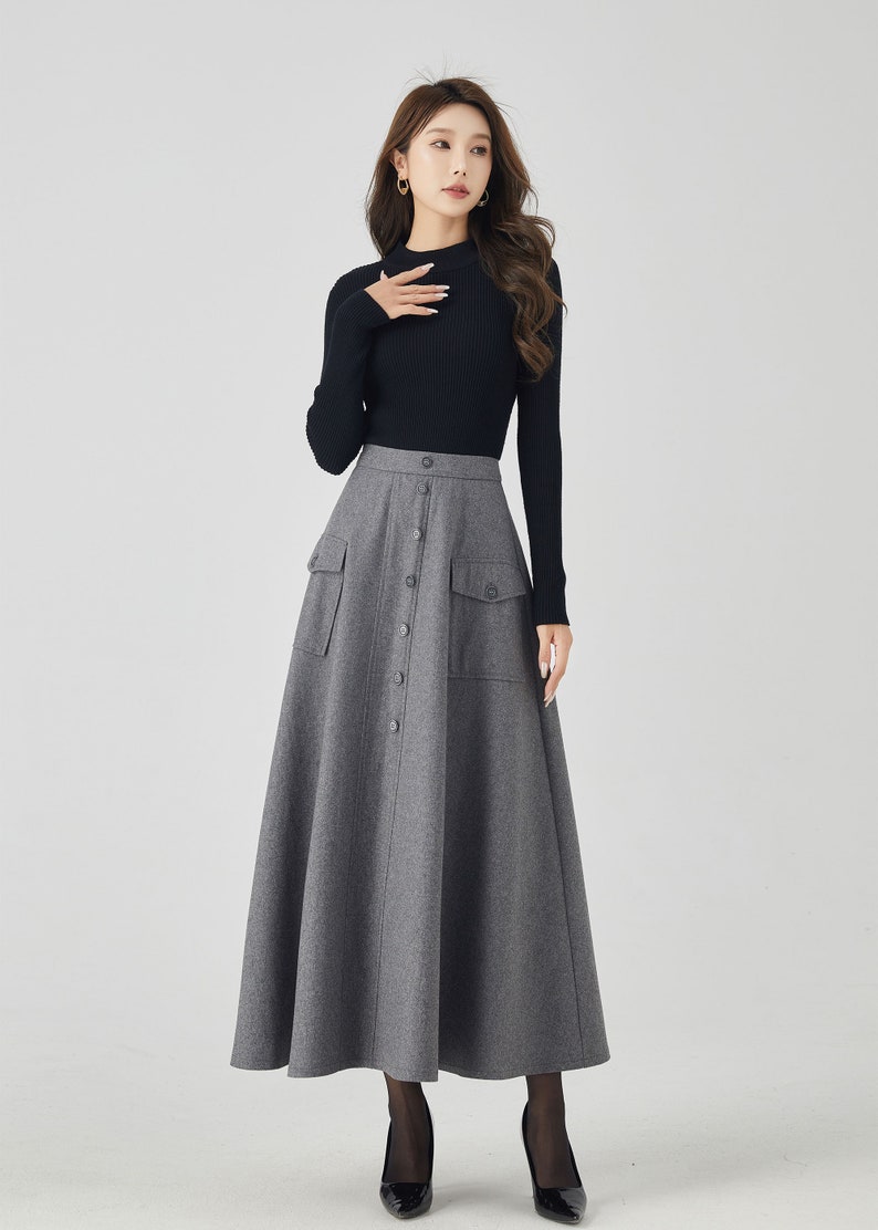 Vintage Skirts | Retro, Pencil, Swing, Boho     Long wool skirt Maxi wool skirt A-line skirt Gray wool skirt womens pockets skirt Fall and winter skirt custom skirt xiaolizi 4529  AT vintagedancer.com