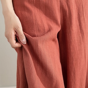 Red Suspender linen Pants, Womens Baggy Linen Pants, Spring Summer Linen Pants, Vintage Inspired Long Pants, Custom Pants, Xiaolizi 4212 image 9