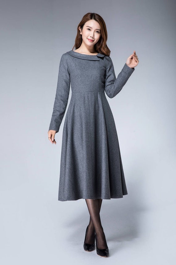 Winter Wool Dress Vintage, Long Women Dresses, Warm Winter Dress, Midi Dress, Party Dress, Modern Dress, Custom Made Dress, Blue Dress 1611 - Etsy Winter Wool Dress Vintage, Long Women Dresses, Warm Winter Dress, Midi Dress, Party Dress, Modern Dress, Custom Made Dress, Blue Dress 1611 - Etsy