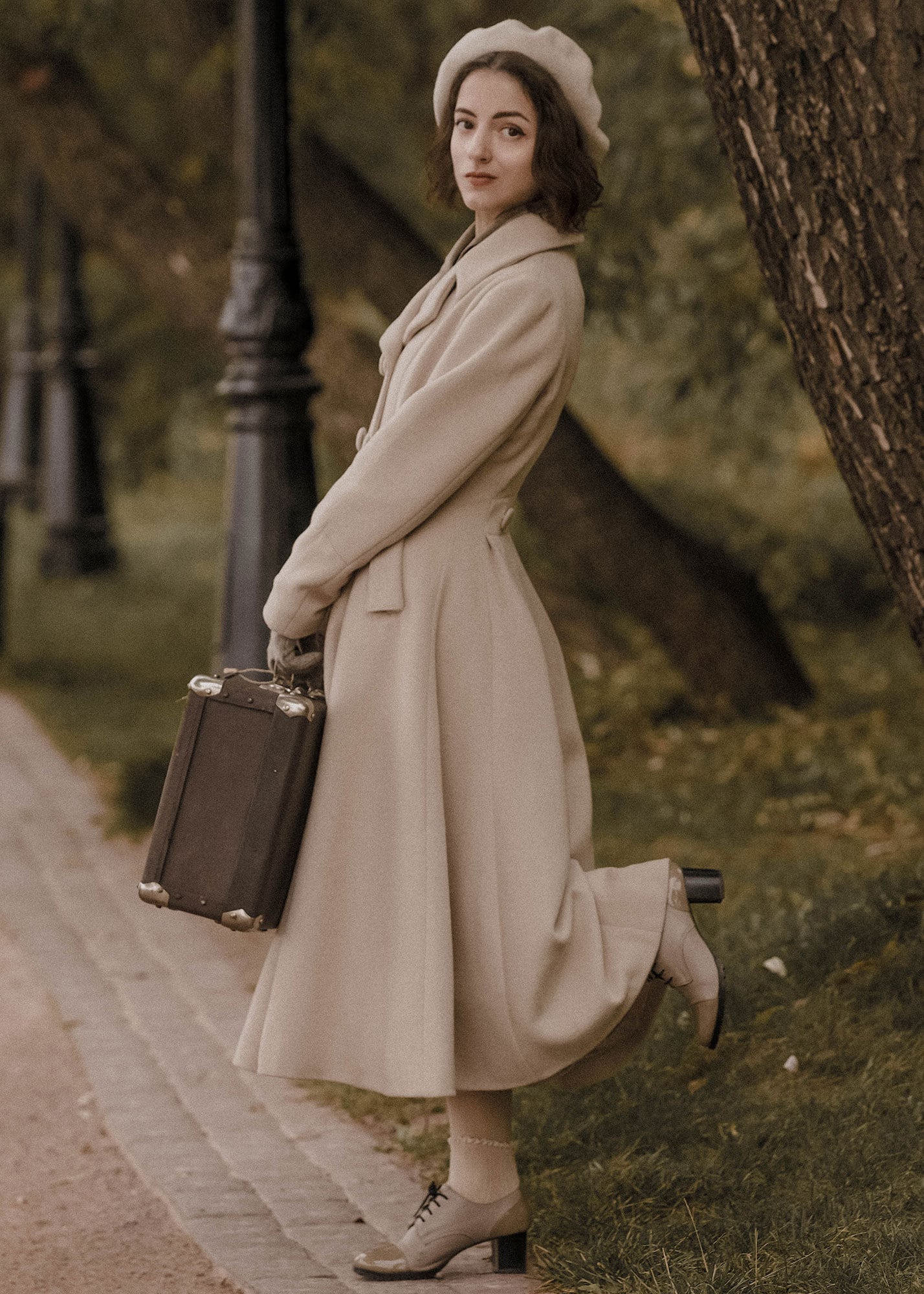 Vintage Inspired Maxi Wool Coat, Double Breasted Trench Wool Coat