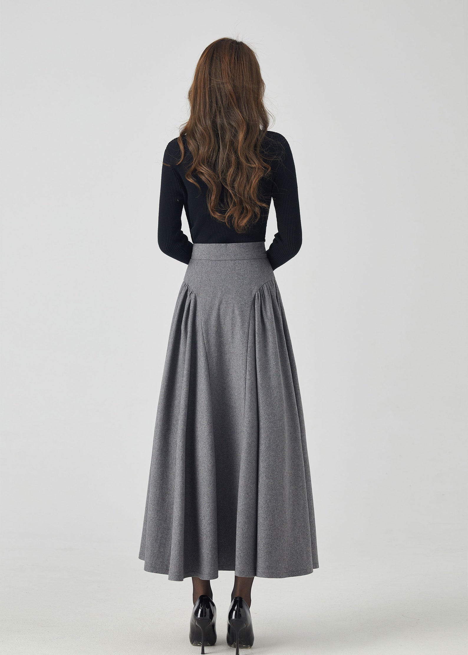 Grey Wool Embroidered High Waisted Skirt For Women Ideal Spring Wardrobe Essential Chic Fashion main image 0