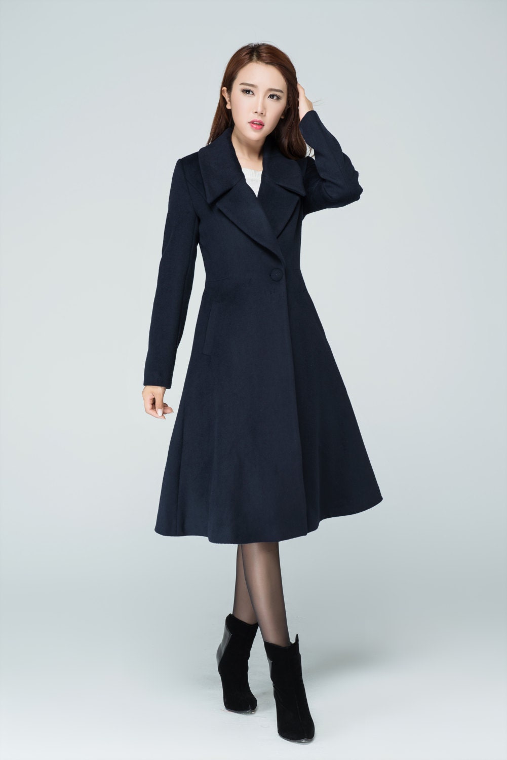 Woman wool coat Mod coat winter coat womens coats blue | Etsy