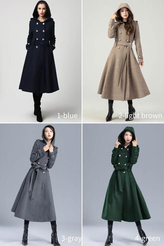 Wool Coat Women, Long Wool Coat, Winter Coat, Overcoat, Blue Wool