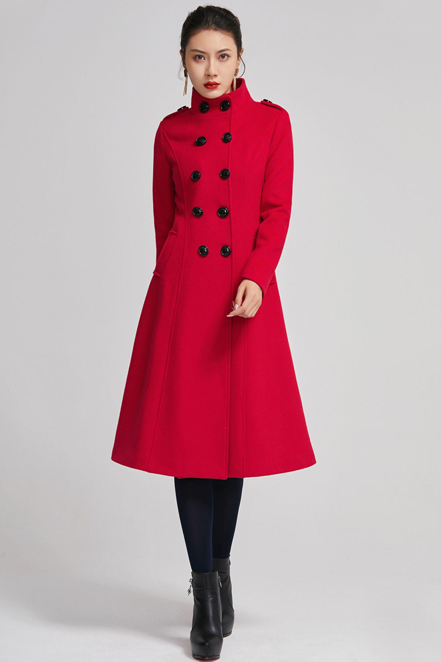 Double Breasted Winter Wool Coat Women, Vintage Inspired
