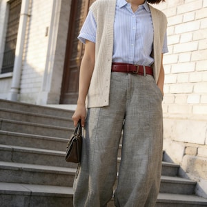 women‘s Linen baggy pants, Washed linen pants, Long linen pants, Summer pants, Loose Fitting Pants, Casual pant 0986 image 4