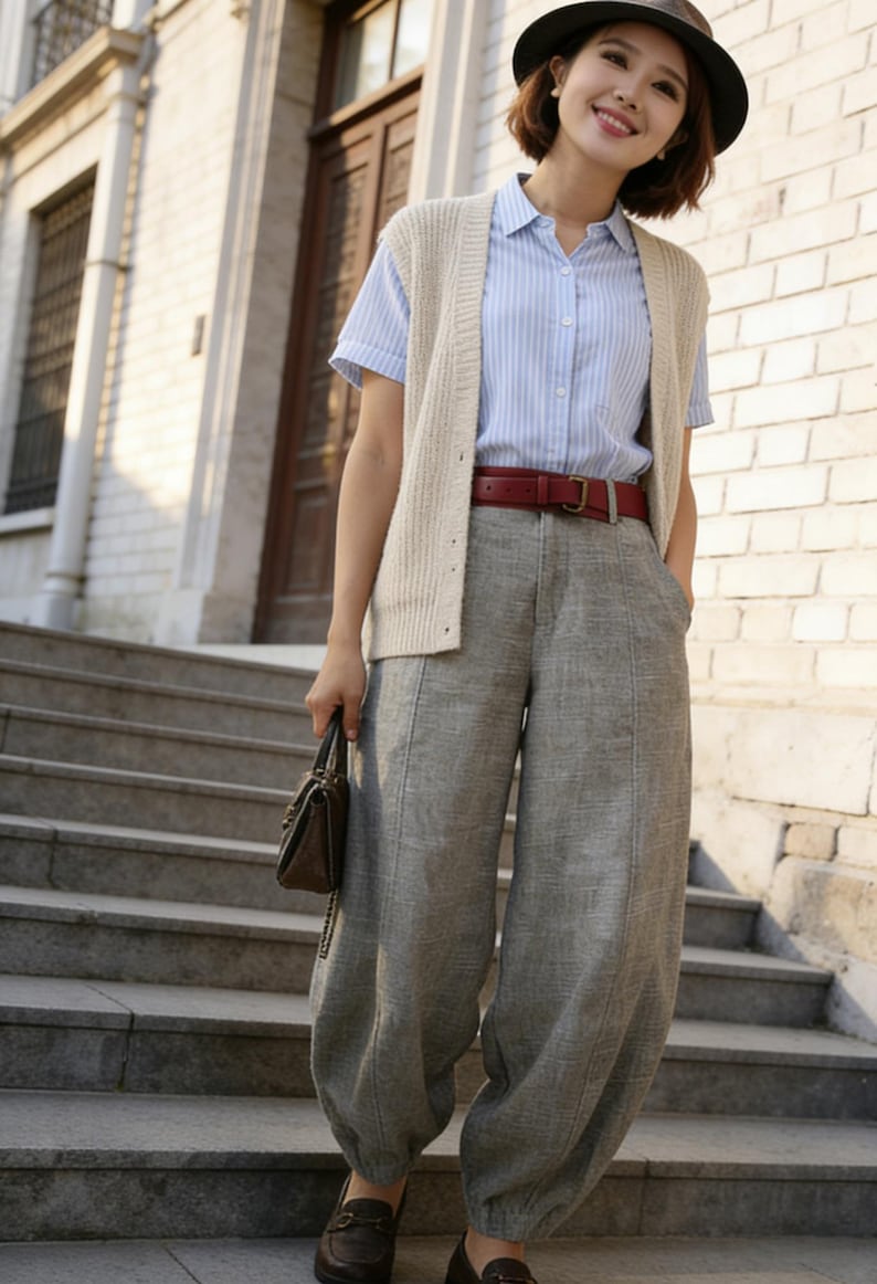 women‘s Linen baggy pants, Washed linen pants, Long linen pants, Summer pants, Loose Fitting Pants, Casual pant 0986 image 4