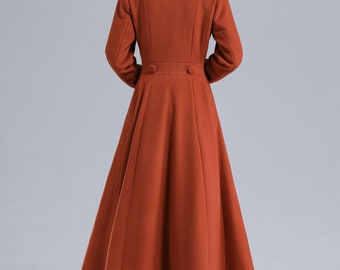 1950s Inspired Long Wool Coat Women, Fit and Flare Coat, Warm