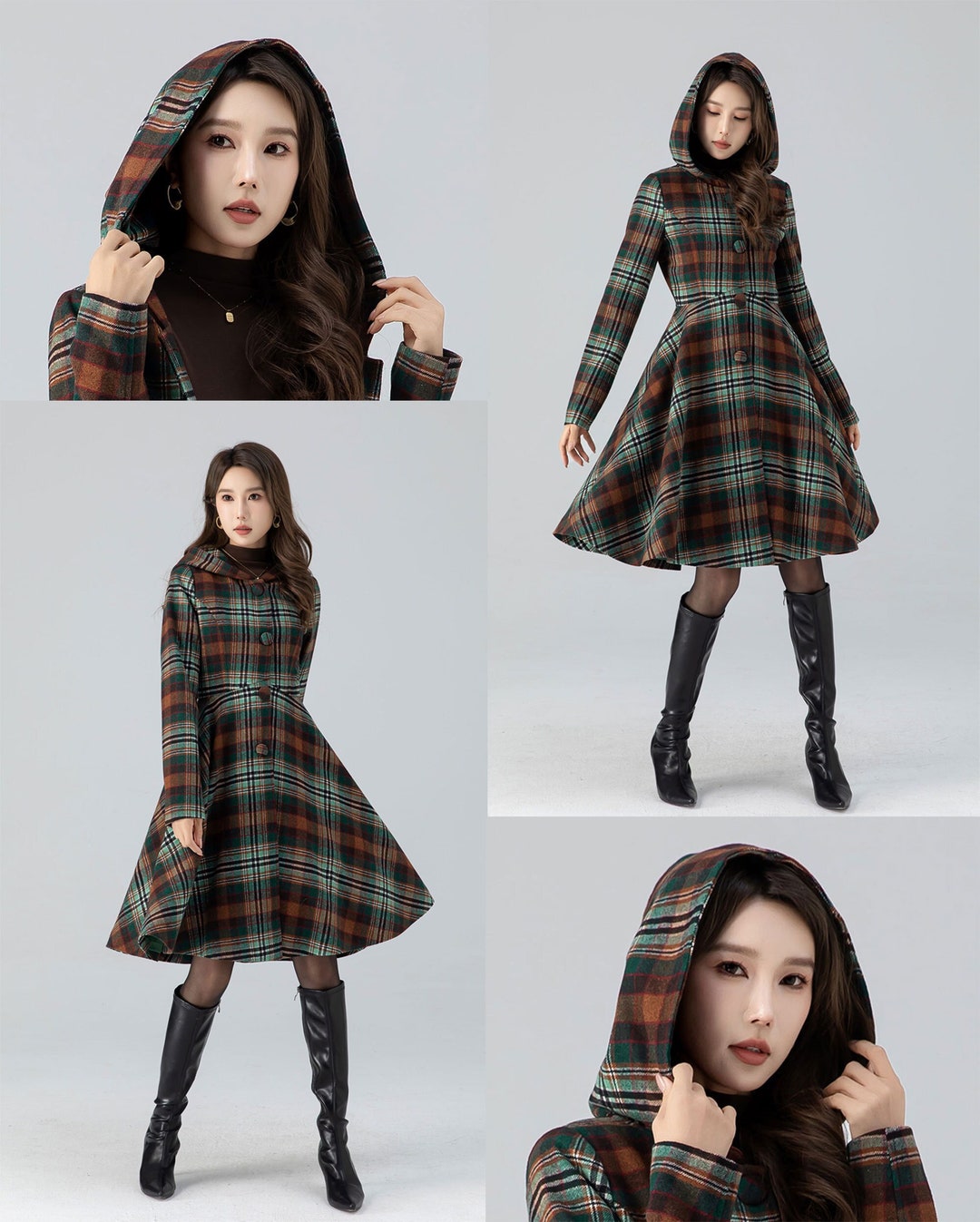 Wool V-neck Midi Coat