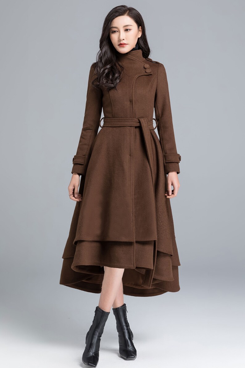 Long Wool Coat Wool Coat Women Green Wool Coat Asymmetrical Etsy