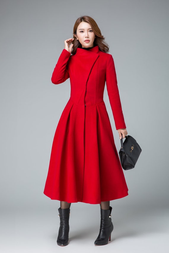 Asymmetrical Princess Wool Coat Victorian Wool Coat Fit and 