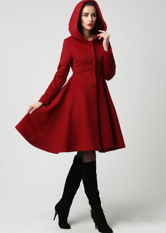 Red swing hooded princess coat 2415 Red swing hooded princess coat 2415
