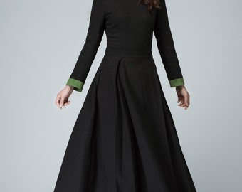 chinese dress ladies Maxi Elegant Linen Shirt Dress with Short Sleeves & Side Pockets in Be main image 0