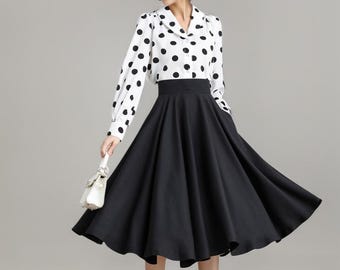 Womens Black Midi circle Skirt 3314 Womens Black Midi circle Skirt 3314