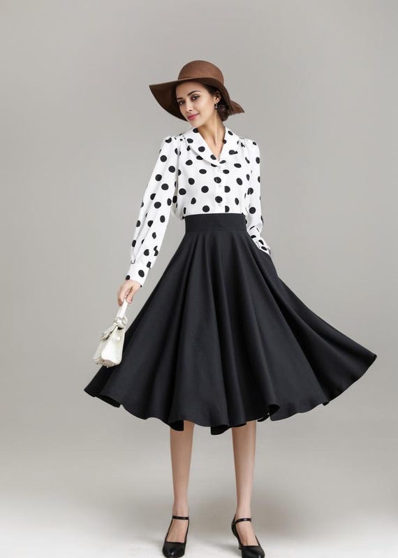 Womens Black Midi circle Skirt 3314 Womens Black Midi circle Skirt 3314