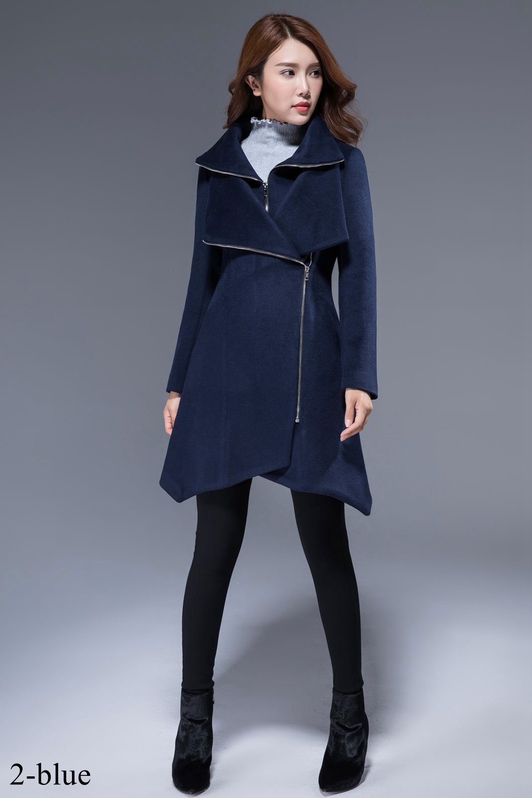 Women's Black Asymmetrical Wool Coat and Jackets Modern | Etsy