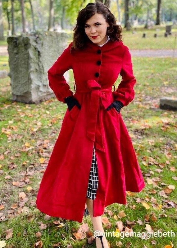 Red hooded maxi wool coat 3225 Red hooded maxi wool coat 3225