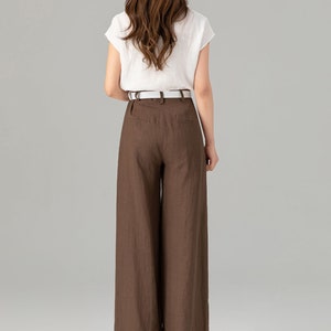 Breezy Linen Wide-Leg Pants for Ultimate Comfort and Style, Womens Long linen pants, Linen trousers, Custom Linen pants, Xiaolizi 4918 image 5