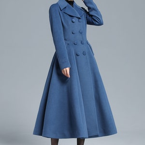 Vintage Inspired Long Wool Princess Coat Women, Fit and Flare Coat, Autumn Winter Outwear, Trench Coat, Double Breasted Coat, Xiaolizi 3127 image 2