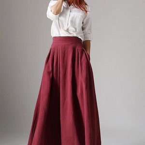 Pleated maxi skirt, Long linen skirt, Blue skirt, linen skirt, modern skirt, skirt with pockets, linen clothing, spring summer outwear 0855 image 7