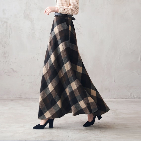 Tartan Long Wool Skirt Women, Wool Maxi Skirt, Plaid Wool Skirt, High Waist  Flared Skirt, 1940s A Line Skirt, Warm Autumn Winter Skirt 3108 -  UK