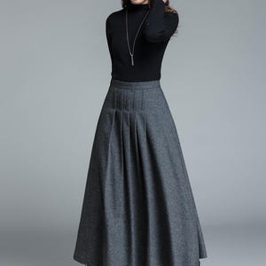 light grey skirt, wool skirt, winter skirt, pleated skirt, maxi skirt, winter wool skirt, long skirt, skirt for women, handmade skirt 1643# image 10