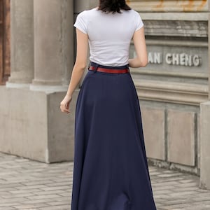 Linen skirt, Long maxi Linen Skirt for women, A Line skirt, womens Blue maxi skirt with pockets,minimalist skirt, Custom made skirt 2716 image 4