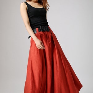 Long linen skirt, Maxi linen skirt, Linen skirt, long lagenlook skirt, Asymmetrical Skirt, long skirts for women, skirt with pockets 0896 image 2