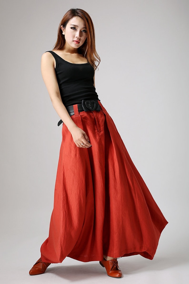 Long linen skirt, Maxi linen skirt, Linen skirt, long lagenlook skirt, Asymmetrical Skirt, long skirts for women, skirt with pockets 0896 image 2