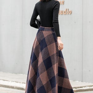 Vintage Inspired Plaid Wool Maxi Skirt, Winter Fall Long Wool Skirt ...