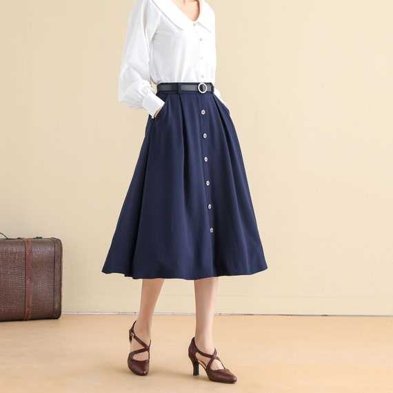 Brown A Line Button Midi Skirt 2521 Brown A Line Button Midi Skirt 2521