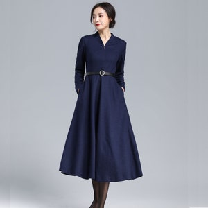 50s Inspired Winter Long Wool Dress 3176 50s Inspired Winter Long Wool Dress 3176