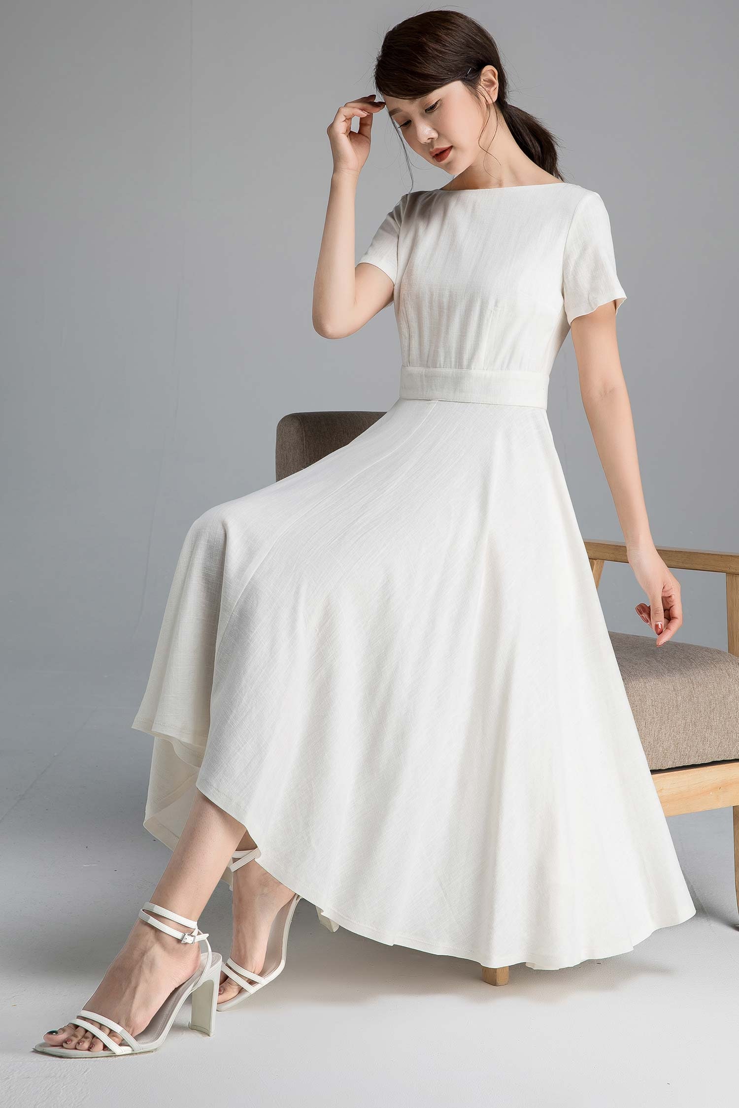 Plain white deals linen dress