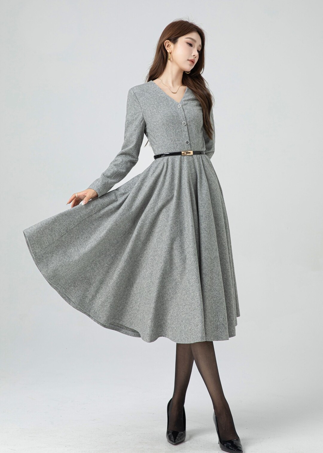 【新品未使用】HILARY – TWISTED FRONT WOOL DRESS HILARY - TWISTED FRONT WOOL DRESS – HARUNOBUMURATA