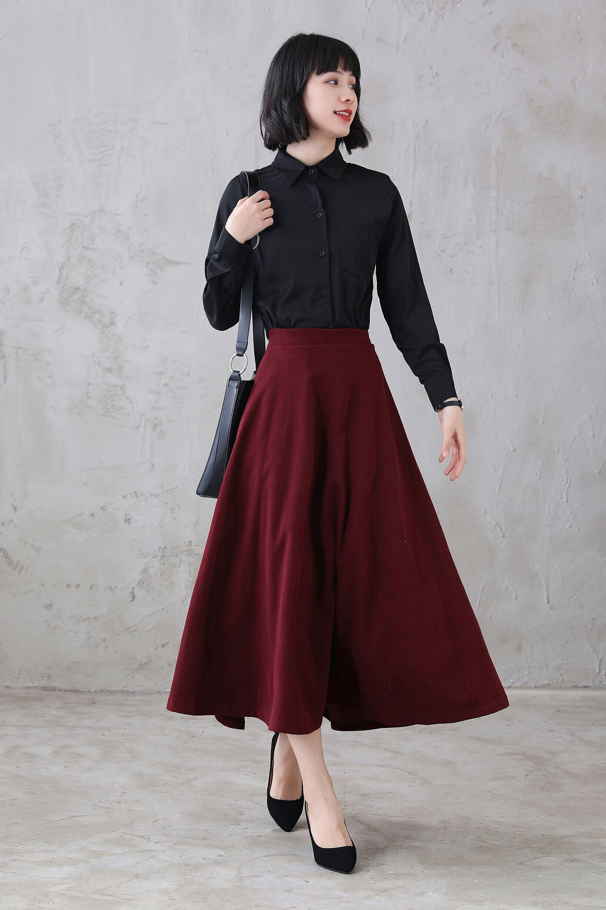 Wool Skirt, Wool Midi Skirt, A Line Skirt, Vintage Inspired