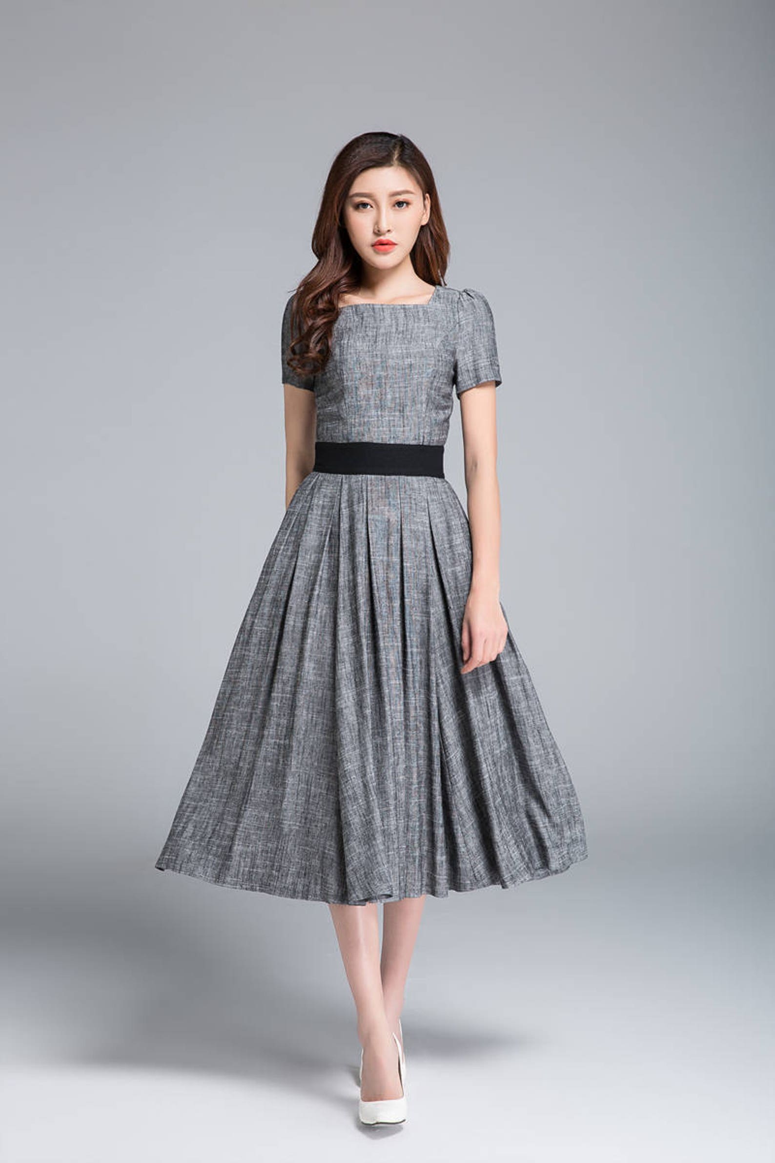 Grey Pleat Dress F21 - S/M