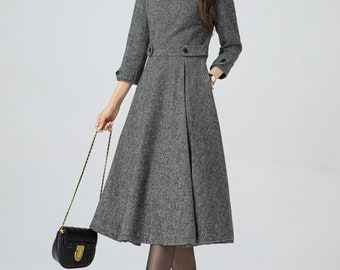 Wool Dress, Midi Wool Dress, Women's Dress, Fit and Flare