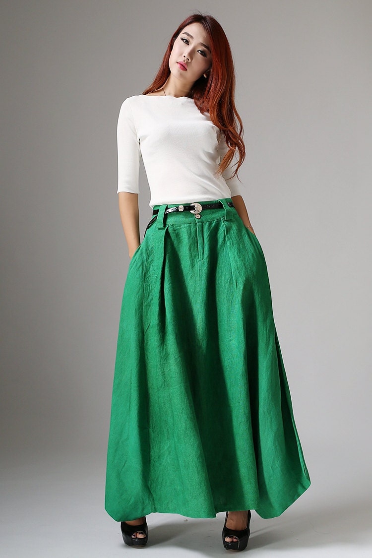 Maxi jupe longue jupe verte émeraude jupe Bohème jupe en Etsy