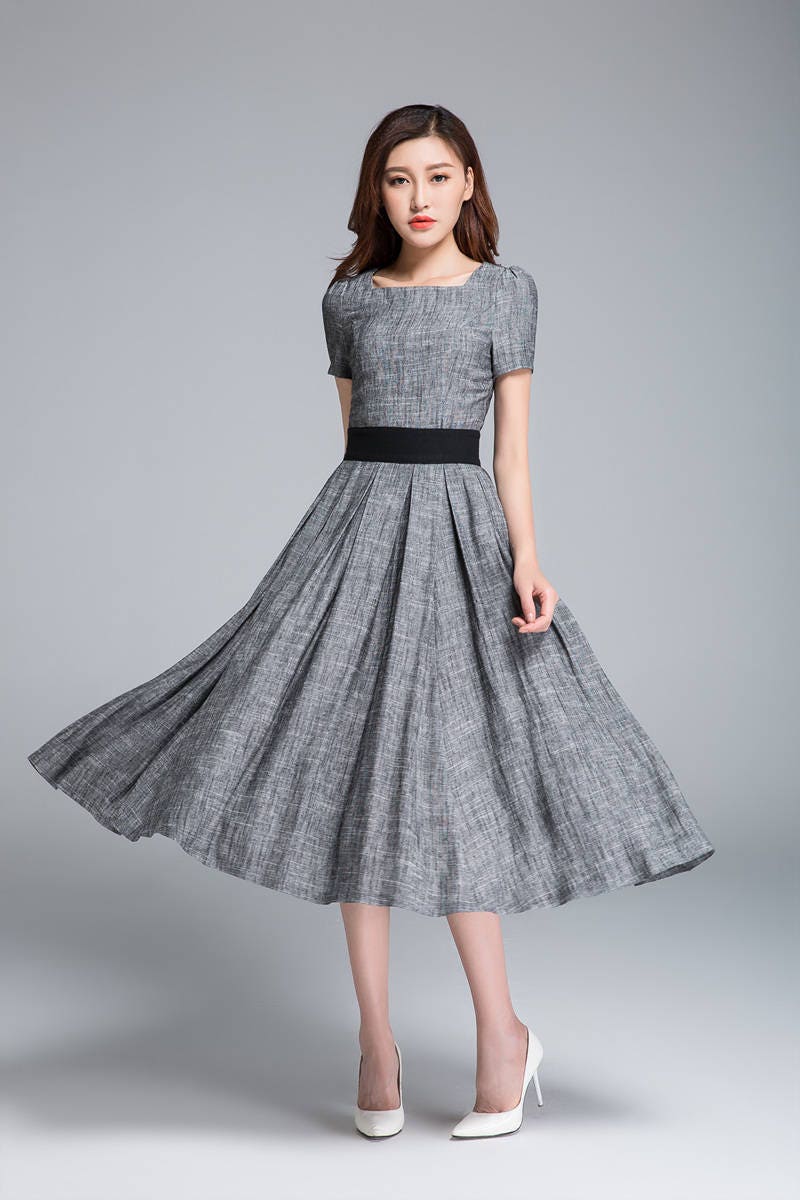 Grey Pleated Dress , batwing mm22 