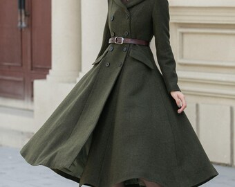 Wool coat, Womens coat, Winter coat, Hooded coat, Long Wool Coat, Vintage Inspired Maxi Wool Coat, Swing Coat, A Line Coat, Xiaolizi 5461 Wool coat, Womens coat, Winter coat, Hooded coat, Long Wool Coat, Vintage Inspired Maxi Wool Coat, Swing Coat, A Line Coat, Xiaolizi 5461