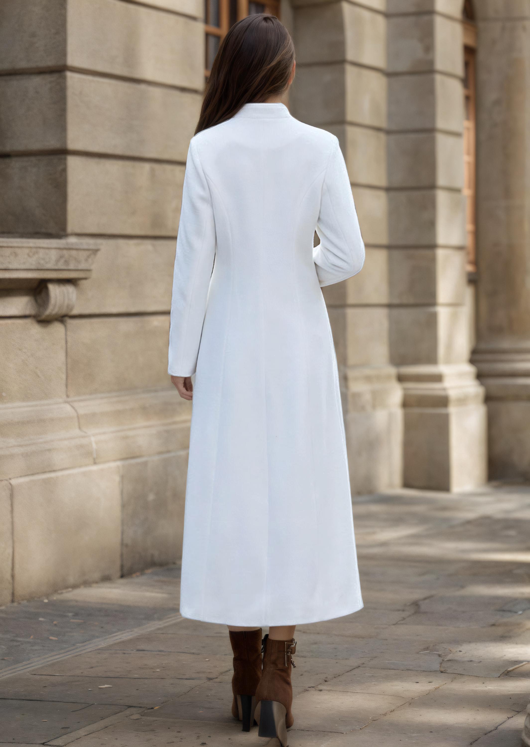ジャケット・アウター Y's 2Way Long duffel coat wool White White Wool Coat, Winter Wool Coat Women, Single Breasted Winter