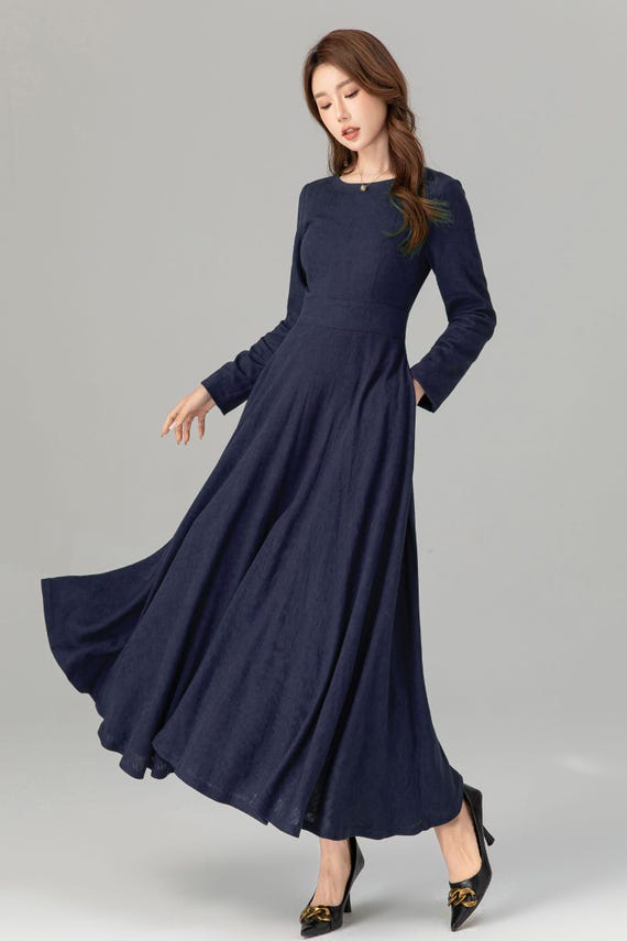 knee length dresses for ladies Women's Daisy Linen Dress Green main image 0