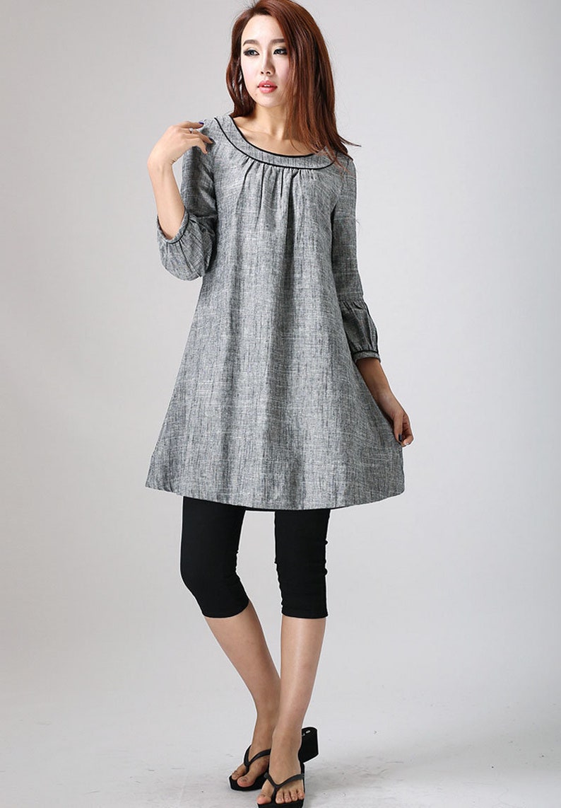 Linen tunic, Tunic dress, Linen dress, tunic top, women tunic, Plus size dress, Loose Linen dress, linen clothing, House dress 0783 image 1