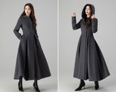 Dark Gray Long Swing wool Coat 4507 Dark Gray Long Swing wool Coat 4507
