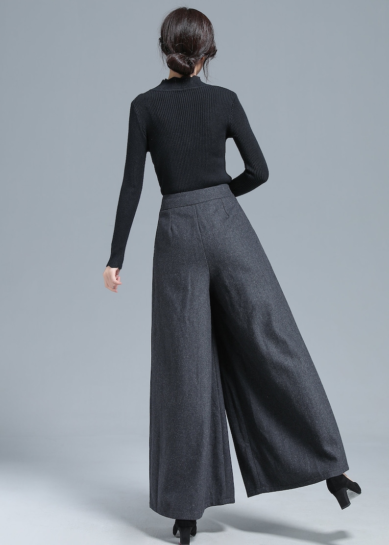 Winter Wool Pants Women Wool Palazzo Pants Wool Culotte Etsy