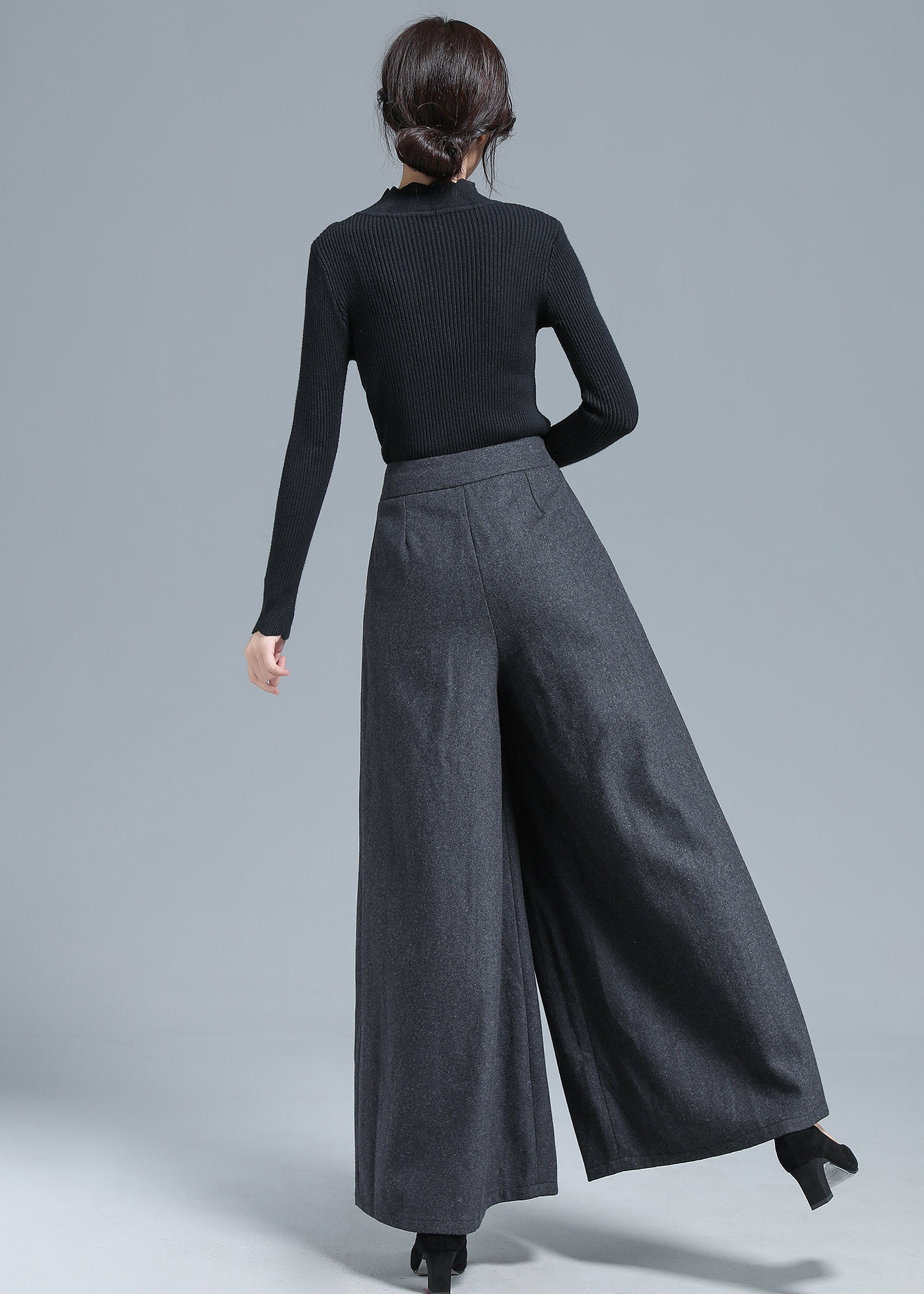 Wool Inner Pants Winter Wool Pants Women, Wool Palazzo Pants, Wool Culotte Pants, Wool ...