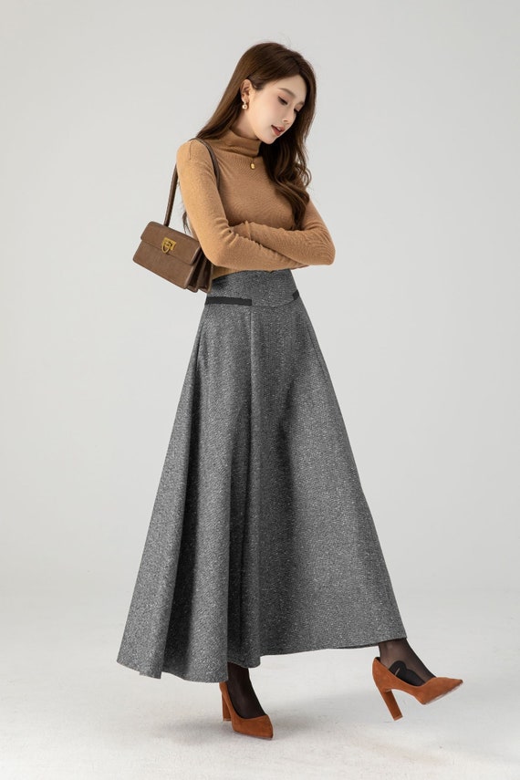 High waisted a line long wool skirt 4608 High waisted a line long wool skirt 4608