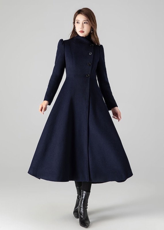 Dark blue A-Line Wool Coat 4506 Dark blue A-Line Wool Coat 4506